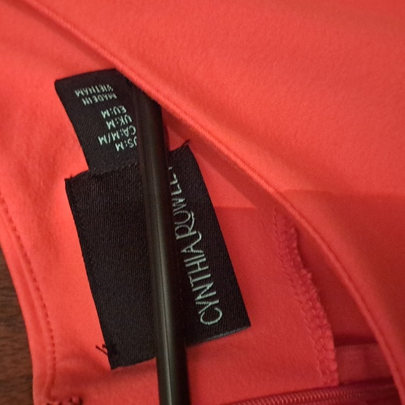 Cynthia Rowley woman's size med red rounded neck fitted Scuba midi dress - Picture 2 of 5